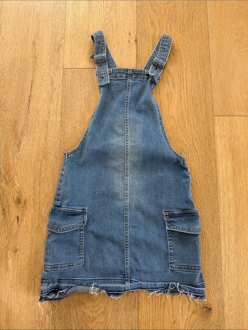 Justice Blue Denim Overall Dress with Cargo Pockets